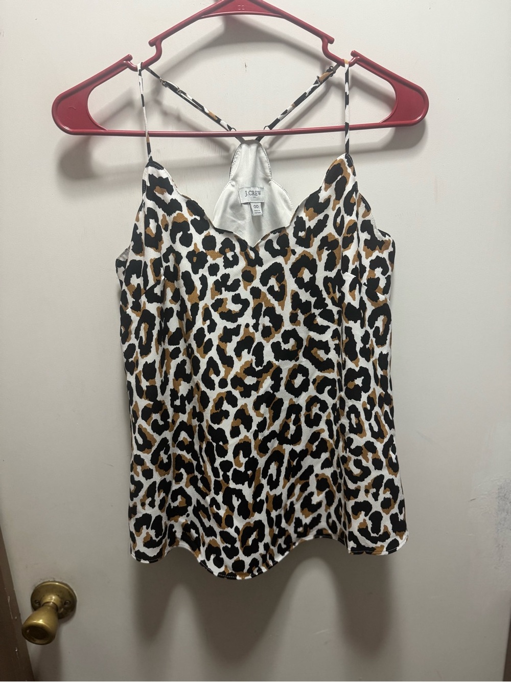 J. Crew Leopard Print Silk-Look Cami in White, Black, and Brown